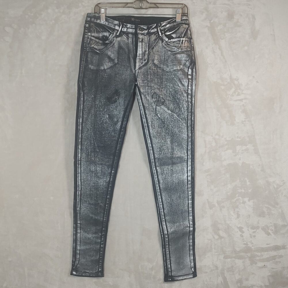 Levi's Demi Curve Metallic Silver Coated Skinny Legging Jeans Black Size 30